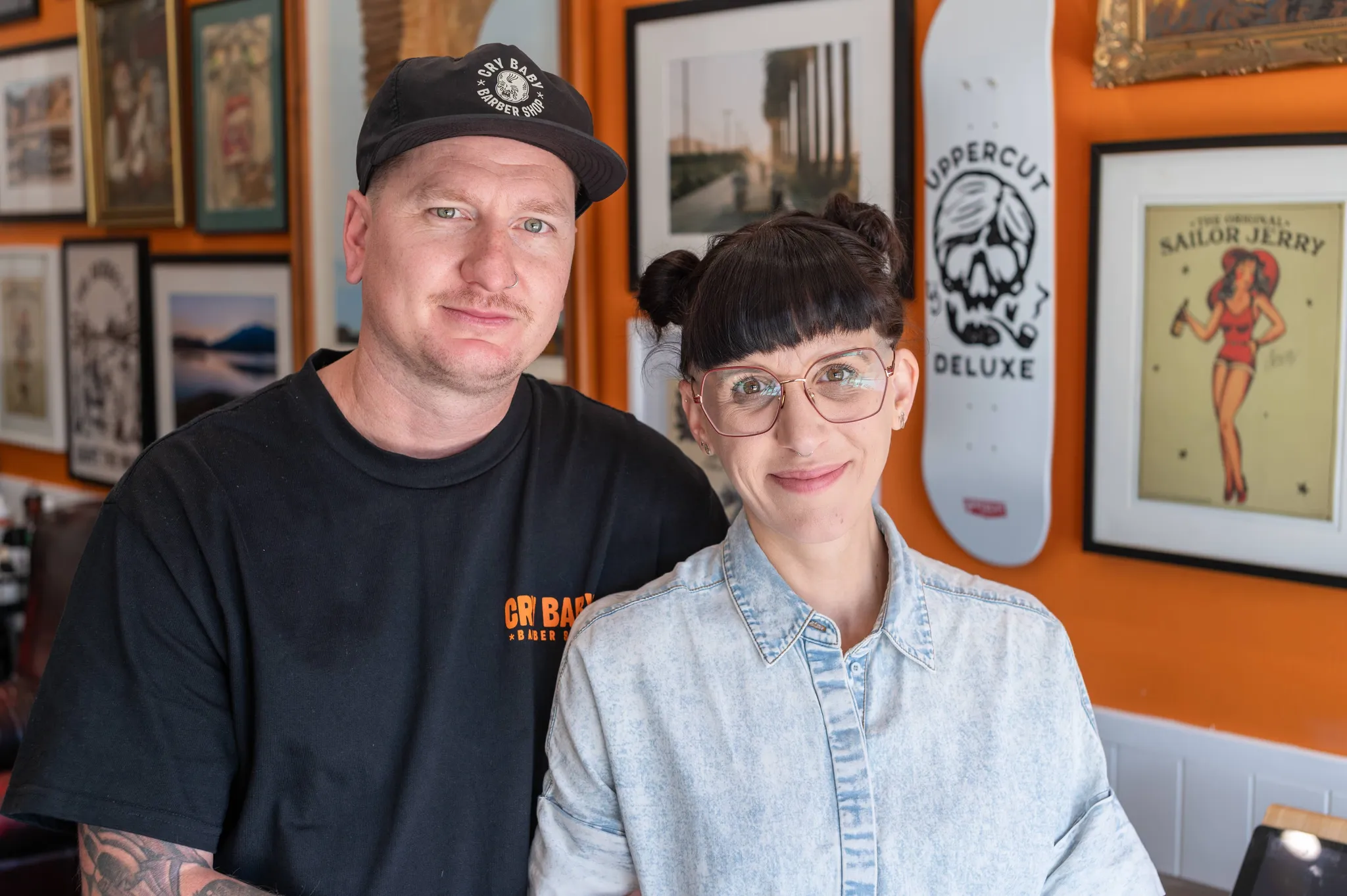Nick and Jess Warrington, founders of Cry Baby Barber Shop